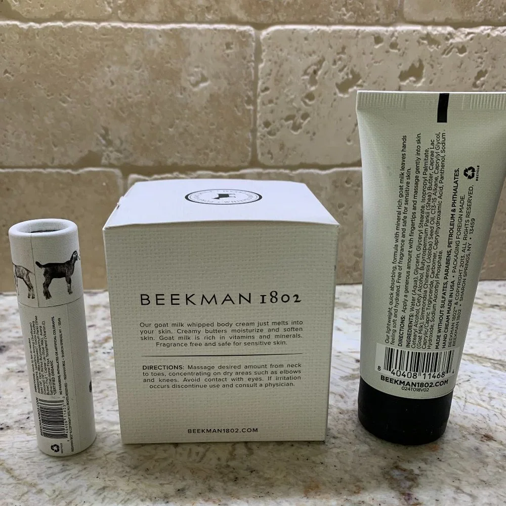 Beekman 1802 Pure Goat Milk Trio-whipped body cream, hand cream, and lip balm 🐐
